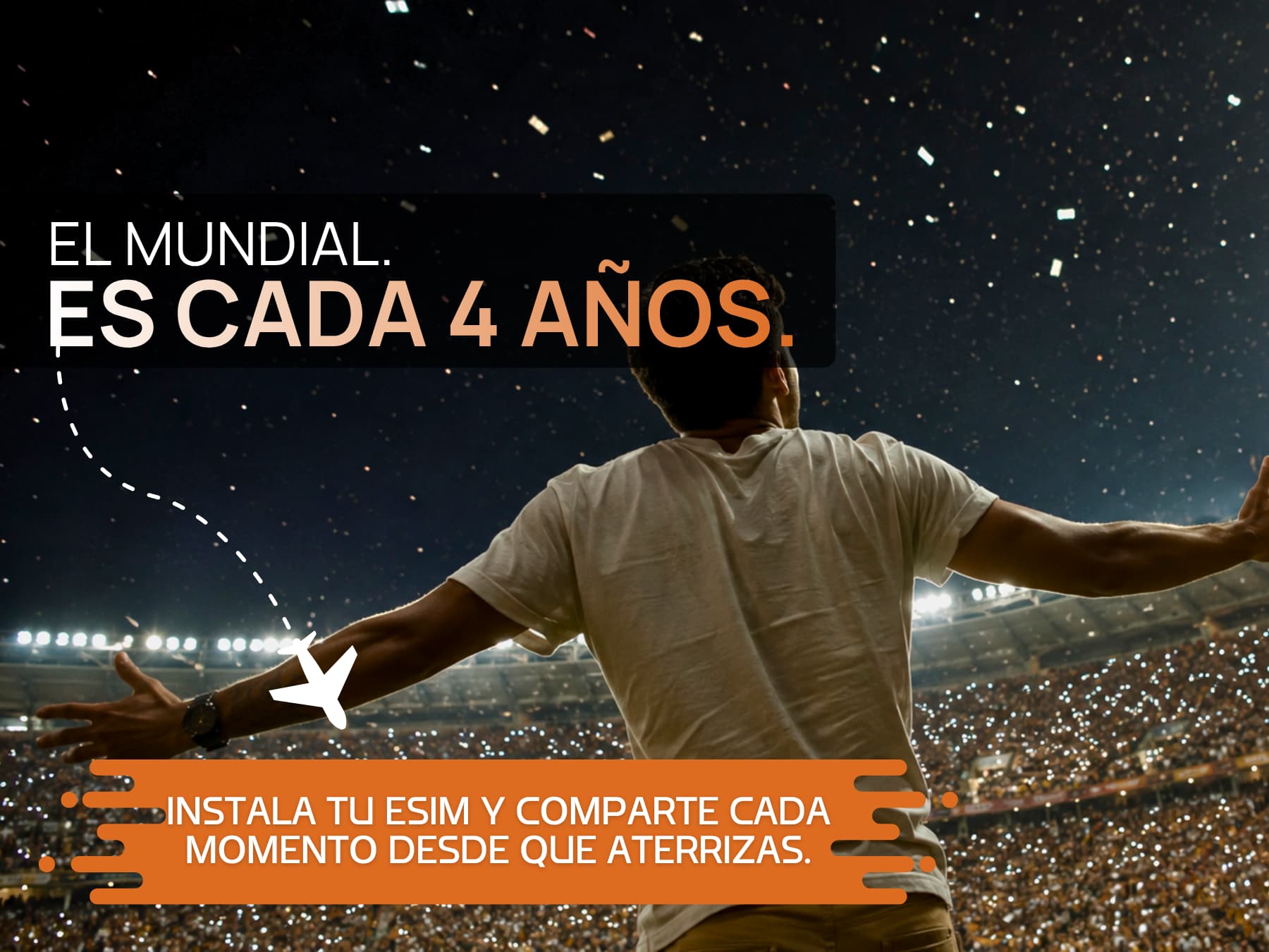 Hincha viajero conectado con eSIM en el Mundial 2026